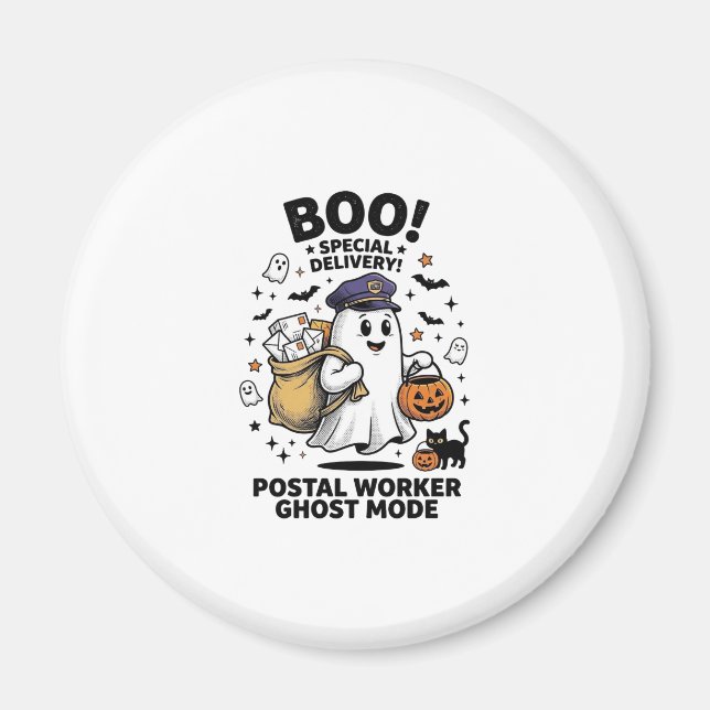 Postarbetare Ghost Mode Halloween Leverans Design Magnet (Framsidan)