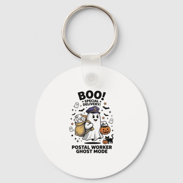 Postarbetare Ghost Mode Halloween Leverans Design Nyckelring (Framsida)