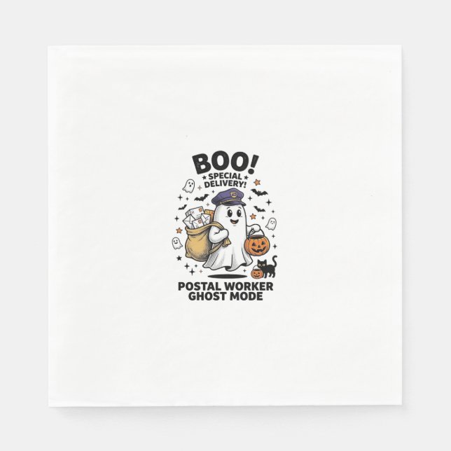 Postarbetare Ghost Mode Halloween Leverans Design Pappersservett (Framsidan)
