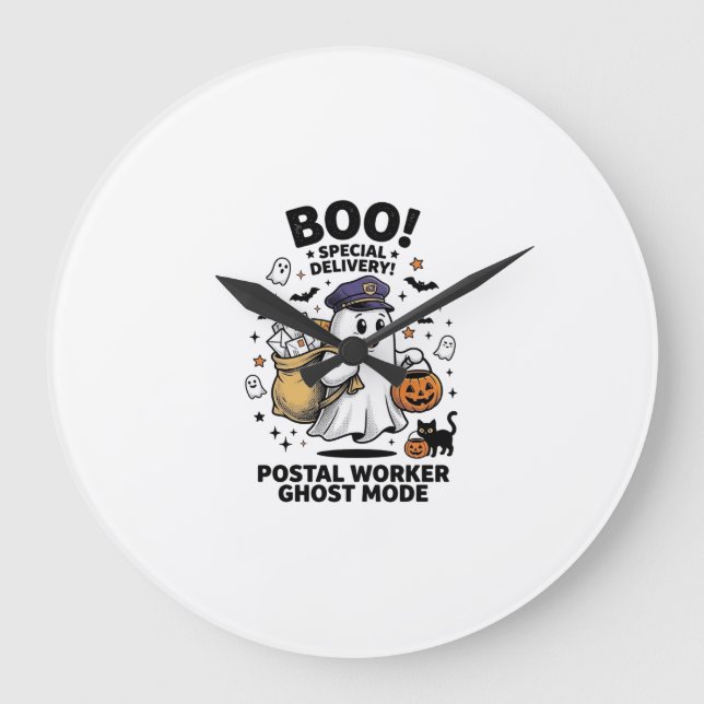 Postarbetare Ghost Mode Halloween Leverans Design Stor Klocka (Framsida)