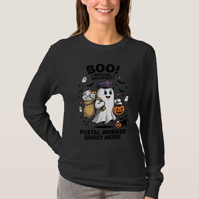 Postarbetare Ghost Mode Halloween Leverans Design T Shirt (Framsida)