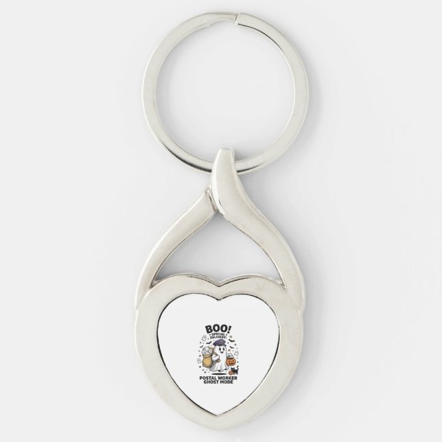 Postarbetare Ghost Mode Halloween Leverans Design Twisted Heart Silverfärgad Nyckelring (Framsidan)