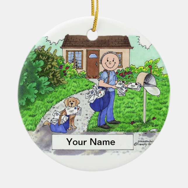 Postarbetare - Male Julgransprydnad Keramik (Framsidan)