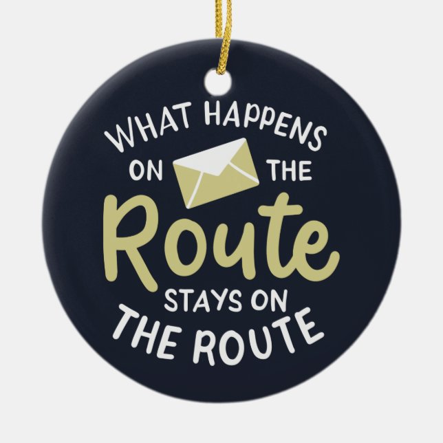 Postarbetare - vad som händer på gatulljulen julgransprydnad keramik (Framsidan)