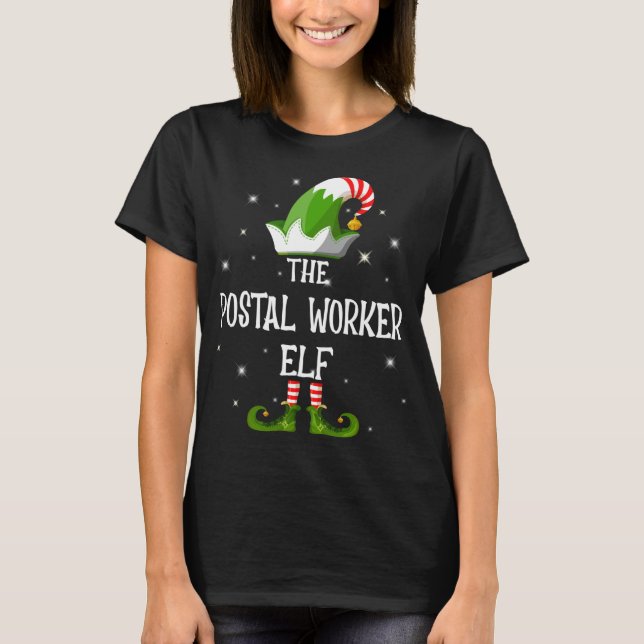 Postarbetarens Elf-familj matchar jul T Shirt (Framsida)