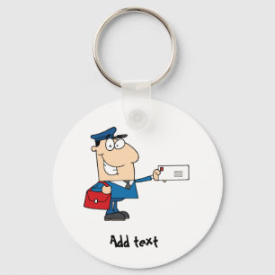Postarbetares tecknad mascot-personlig nyckelring