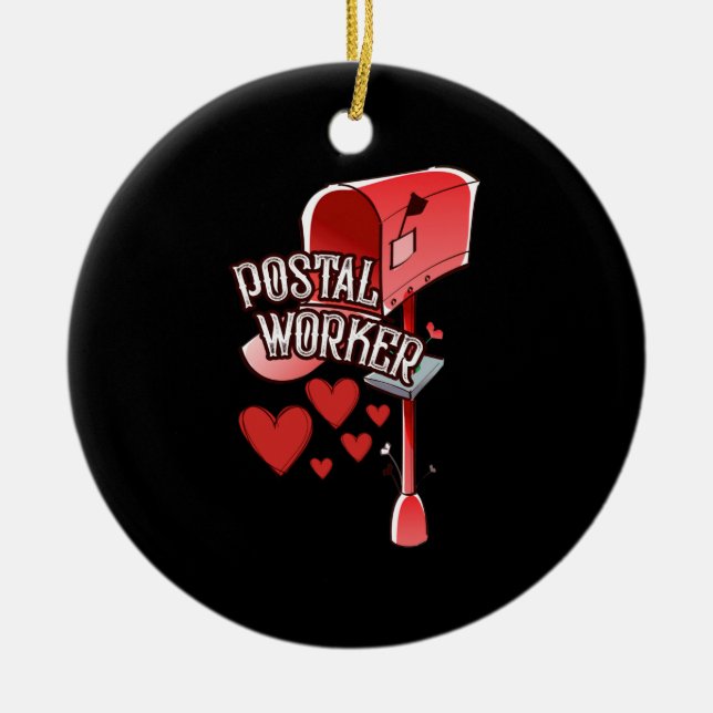 Postarbetarnas hjärta - kärlek julgransprydnad keramik (Framsidan)