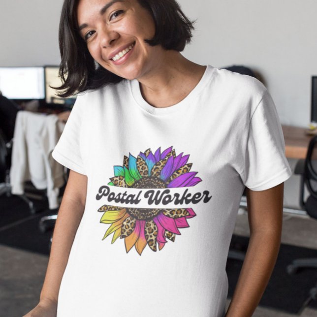 Postarbetaryrket Rainbow Sunblomma T Shirt (Postal Worker Profession Rainbow Sunflower T-Shirt
)