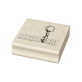 Postbox och Picket Fence Wood Art Frimärke Stämpel