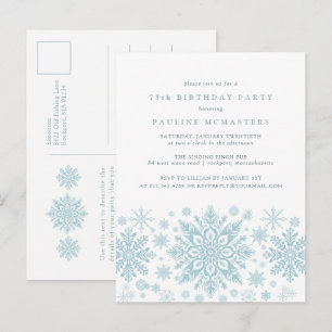 POSTCARD 75:e Birthday Blue Snowflake-inbjudan Inbjudan Vykort