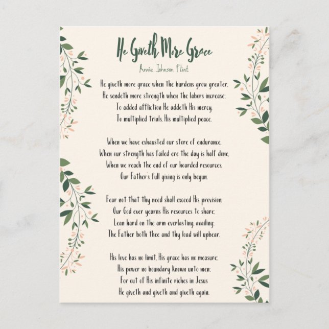 Postcard Annie Johnson Flint gav honom mer respit Helg Vykort (Framsida)