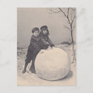 POSTCARD ANTIQUE REINTRODUCTION Snö Daze Play Vykort