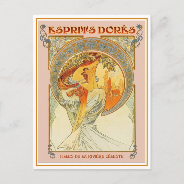 Postcard - Art Nouveau Esprits Dores Helg Vykort (Framsida)
