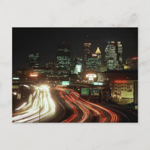Postcard Atlanta Night Fulton St Central Ave Dome Vykort