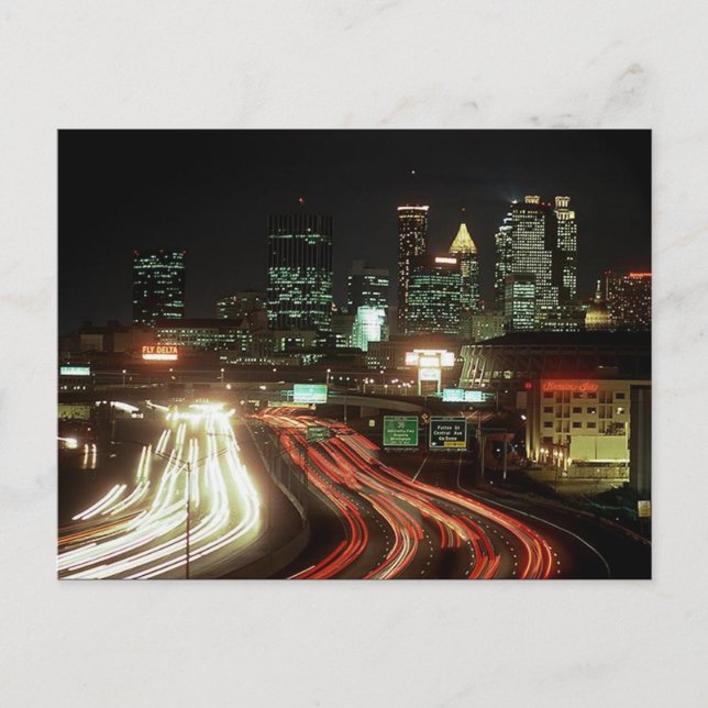 Postcard Atlanta Night Fulton St Central Ave Dome Vykort (Framsida)