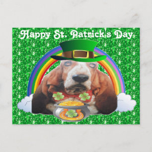 Postcard Basset Hound Lycklig St. Patrick's Day Vykort