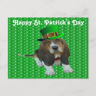 Postcard Basset Hound Lycklig StPatrick's Day Vykort