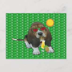Postcard Basset Hound Sheldon, sommartid Vykort