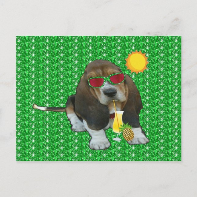 Postcard Basset Hound Sheldon, sommartid Vykort (Framsida)