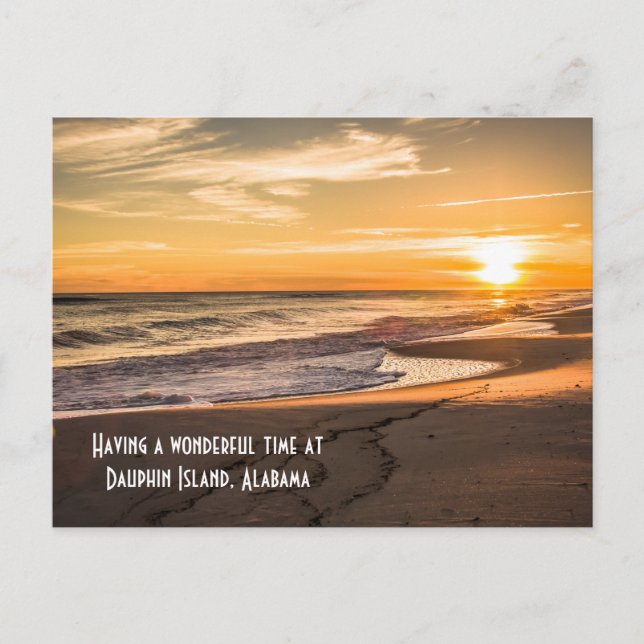 Postcard Beach Sunset på Dauphin Island, Alabama Vykort (Framsida)