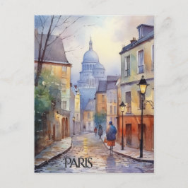POSTCARD Beautiful Watercolor of Paris Travel Vykort