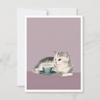 Postcard - Cat with Coffee Vykort