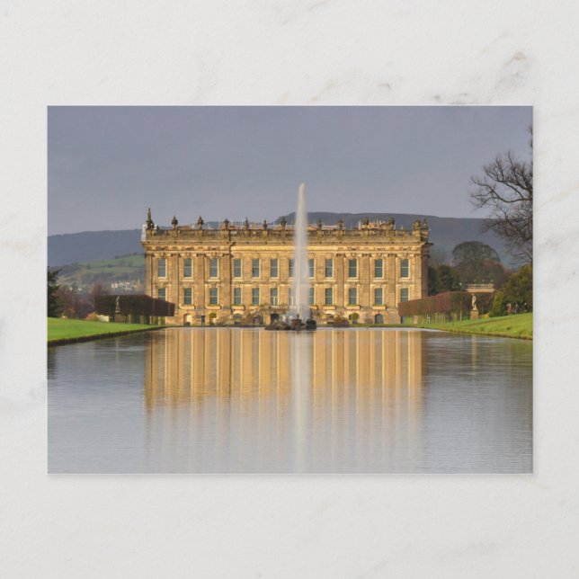 Postcard Chatsworth House Sjö Reflection U.K. Vykort (Framsida)
