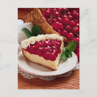 POSTCARD CHEESECAKE with CHERRY TOPPING Vykort