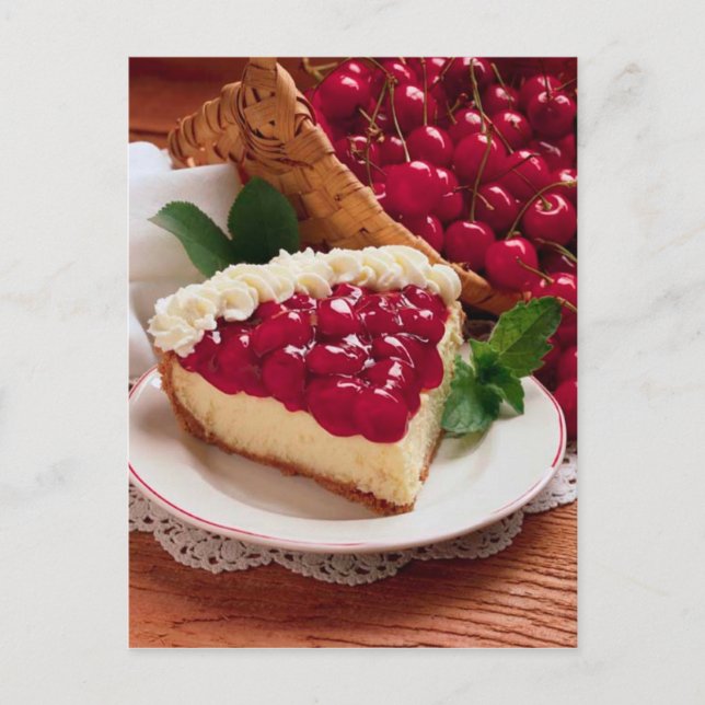 POSTCARD CHEESECAKE with CHERRY TOPPING Vykort (Framsida)