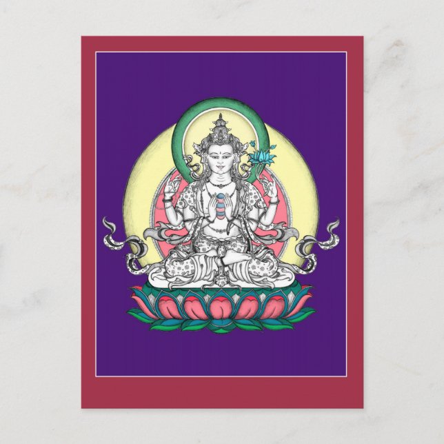 POSTCARD Chenrezig / Avalokiteshvara Vykort (Framsida)