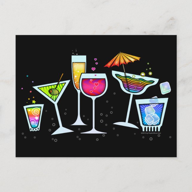 POSTCARD COCKTAIL GLASSES VYKORT (Framsida)