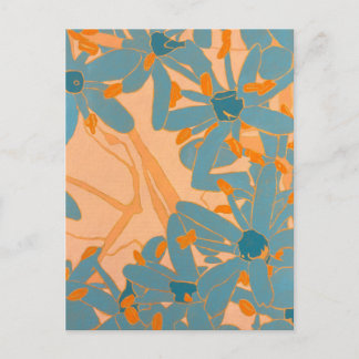 Postcard Contemporary Leaf Design in Peach Vykort