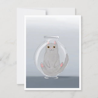 Postcard - Cute Cat in Glass Vykort