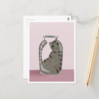 Postcard - Cute Cat in Glass Vykort