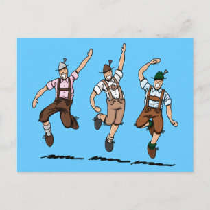 Postcard Dancing Bavarian Lederhosen Manar Vykort