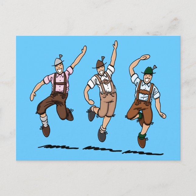 Postcard Dancing Bavarian Lederhosen Manar Vykort (Framsida)