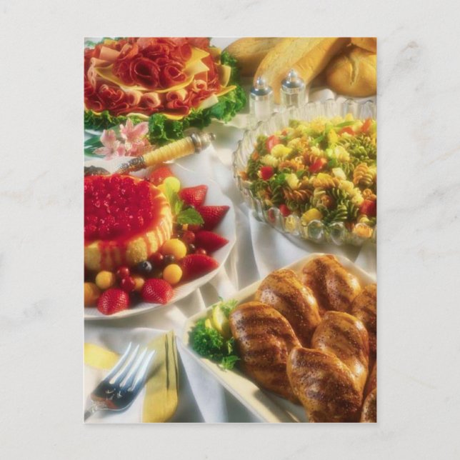 POSTCARD DINNER PARTY TIME INBJUDAN VYKORT (Framsida)