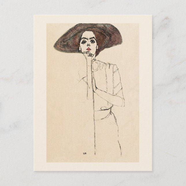 POSTCARD : EGON SCHIELE : PORTRÄTT AV WOMAN 1910 VYKORT (Framsida)