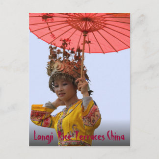 POSTCARD - flicka i traditionell press Vykort