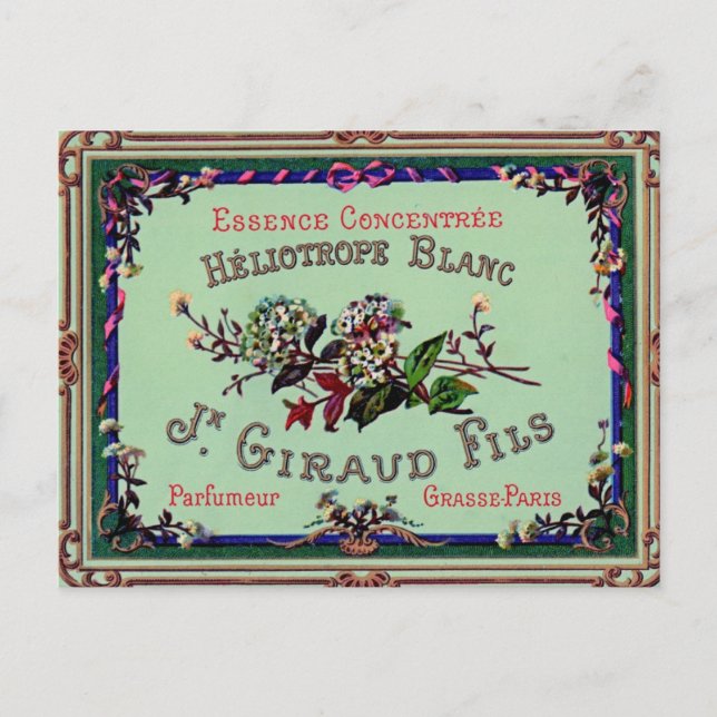 PostCard för etikett för fransk Parfym Vykort (Framsida)