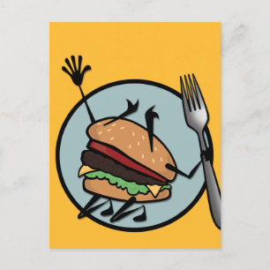 POSTCARD FÖR LODRÄT AV FUNNY CHEESEBURGER VYKORT