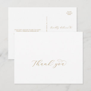 PostCard för Tack för skript i elegant Guld Vykort