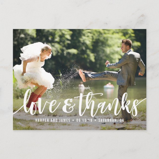 PostCard för Tack i funky Script Vykort (Framsida)