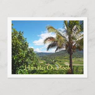 POSTCARD, HANALEI OVERLOOK (OVERLOOKING TARO FÄLT) VYKORT