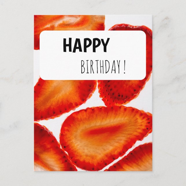 Postcard Happy Birthday Erdbeeren modern Look Vykort (Framsida)