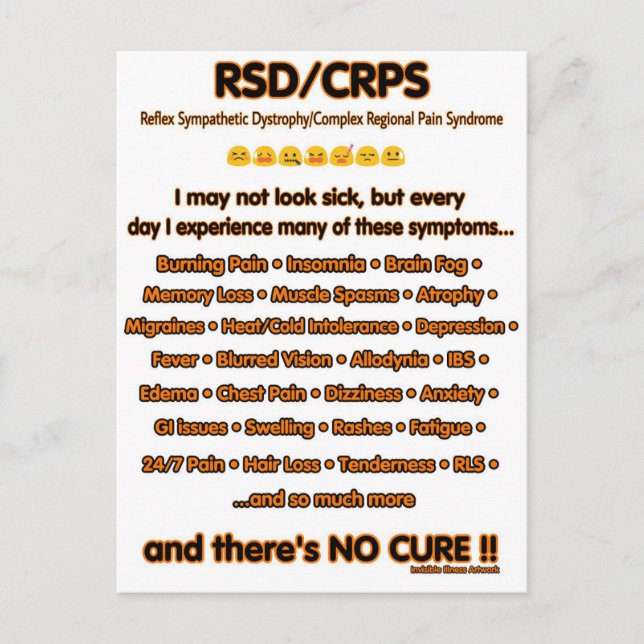 POSTCARD.. Jag kanske inte ser sjuk ut...RSD/CRPS Vykort (Framsida)
