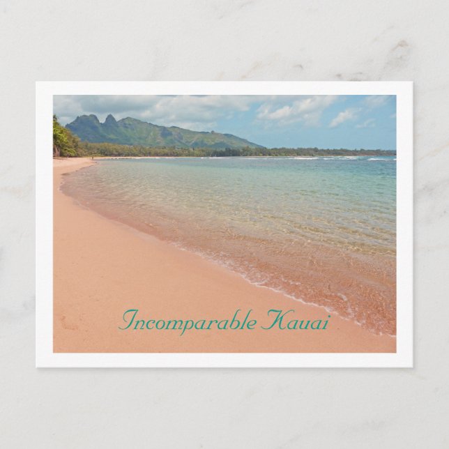 POSTCARD, KAUAI BEACH/MOUNTAINS IN BAKGRUND VYKORT (Framsida)