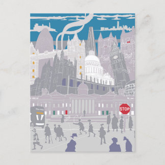 Postcard London Skyline Illustration Artwork Helg Vykort