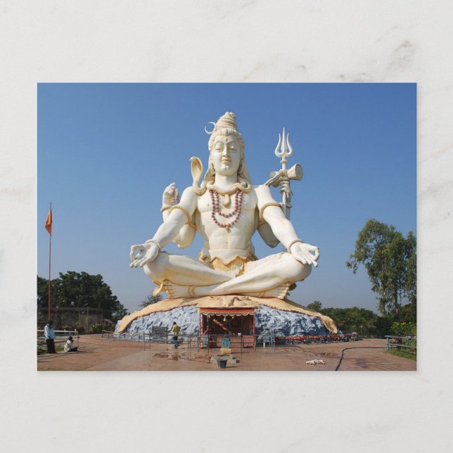 Postcard Lord Shiva Statue vid Bijapur, Indien Vykort (Framsida)