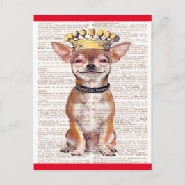 POSTCARD - LYCKLIG CHIHUAHUA RED TRIM VYKORT